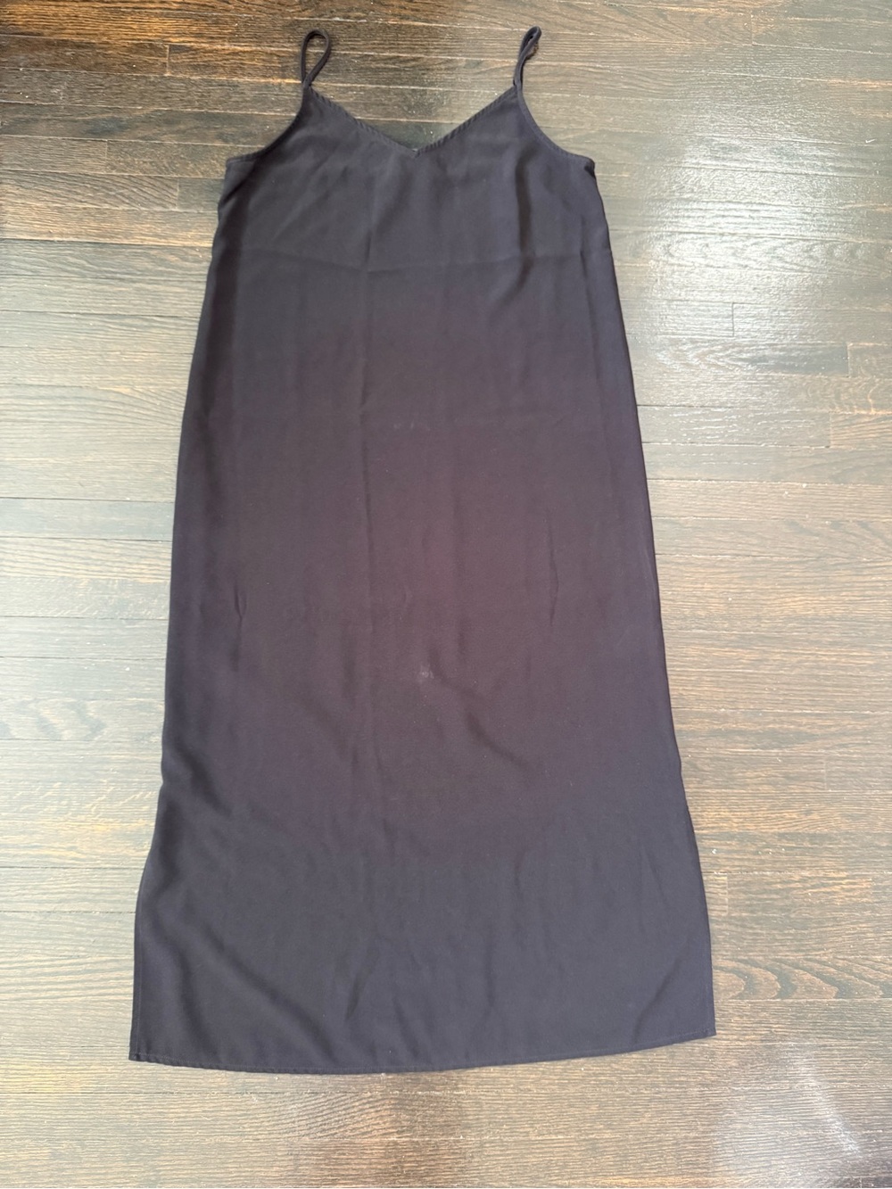 Uniqlo Black Midi Slip Skirt with Thin Straps